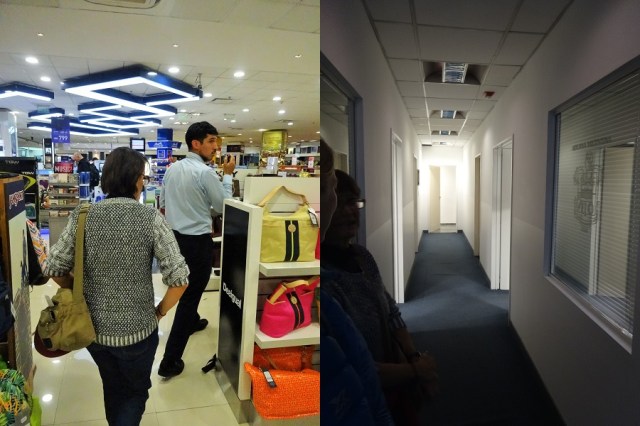 Being guided back into Argentina (left) & Waiting, without passports and with no idea what’s going on (right)