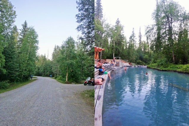 Finally off the buses at the beautiful Liard River Hot Springs