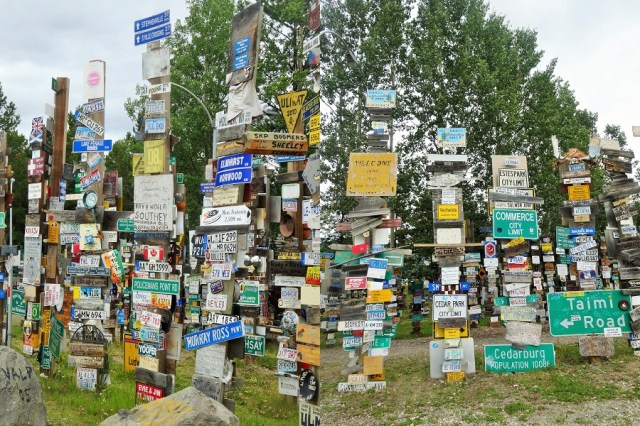 Watson Lake and its famous sign-post forest