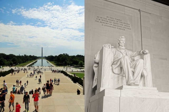 Washington, in mall form (left) & Lincoln, as a memorial (right)
