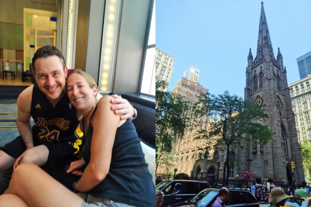 Catching up with Dan (left) & The historical Trinity Church (right)