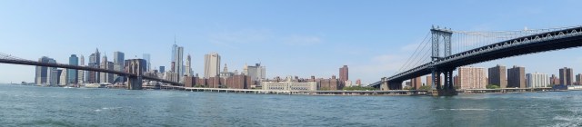 Sandwiched between progress! The beautiful Brooklyn Bridge straddles the East River (Click image to enlarge)