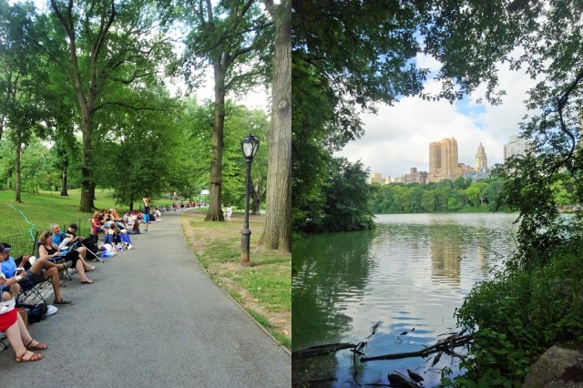 Shakespeare. Still pulling a crowd after all these years (left) & Taking in the Central Park views (right)