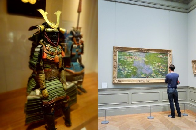 The armour of the Shogun (left) & Eyeing off a Monet (right)