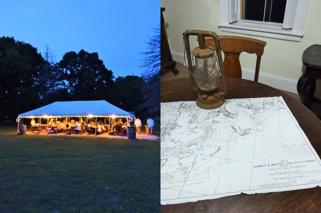 The Clambake in full swing (left) & Exploring the interior of the lighthouse (right)