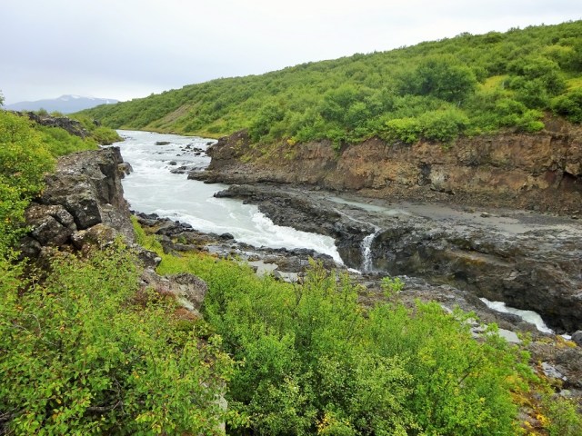 Water pouring into the Barnafoss chute
