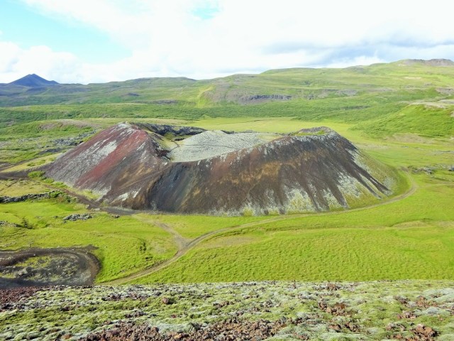 Looking from atop Grábrók towards its sister crater, Grábrókarfell