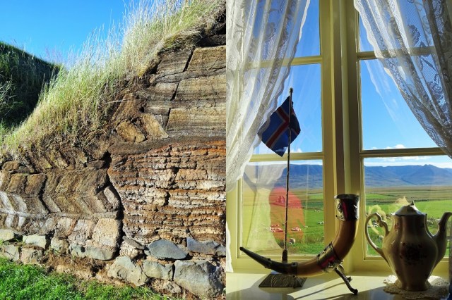 Showing off the turf composition (left) & Settling in to the cosy tea room (right)