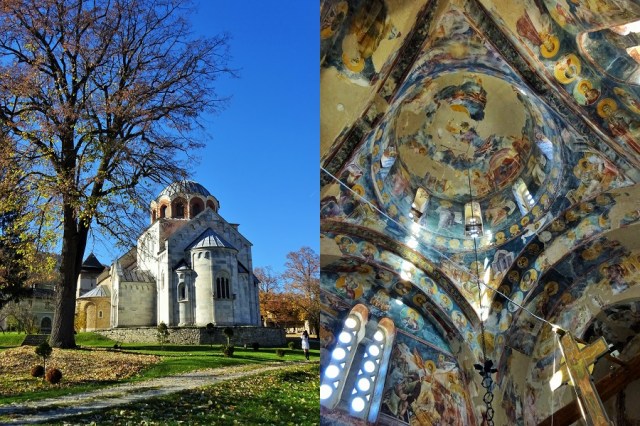 Studenica Monastery, beautiful from the outside (left) & Amazing history on the inside (right)