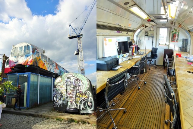 Exploring the roof area (left) & From commuter space, to office space (right)