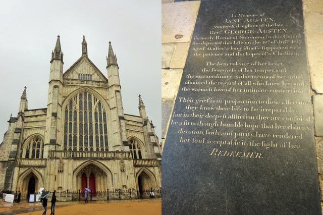 The grand Winchester Cathedral (left) & Final resting place of that literary icon, Jane Austen (right)