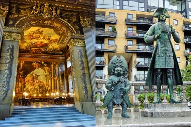 The glorious painted hall (left) & Peter's not so great pin head (right)