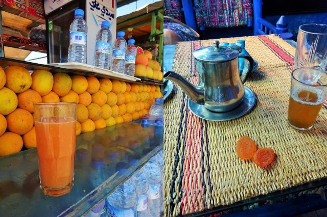 Keeping up the vitamin c (left) & Moroccan tea and dried apricots... (right)