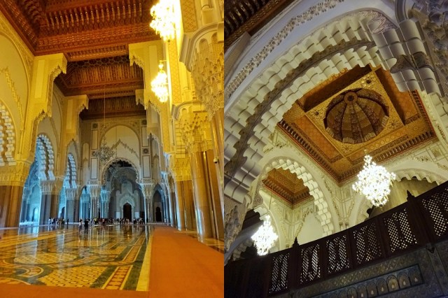 A space vast enough for thousands of worshippers (left) & Craning our necks to enjoy the ornate ceilings (right)