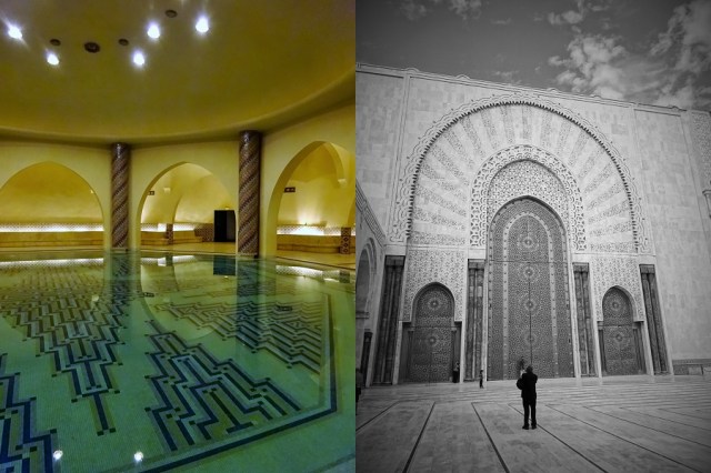 A palatial hamaam lies beneath the mosque (left) & An entrance fit for a king (right)