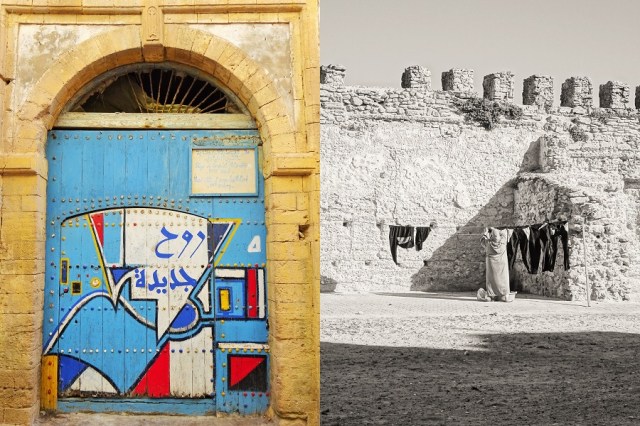 A splash of local colour (left) & Putting it all on the line... (right)