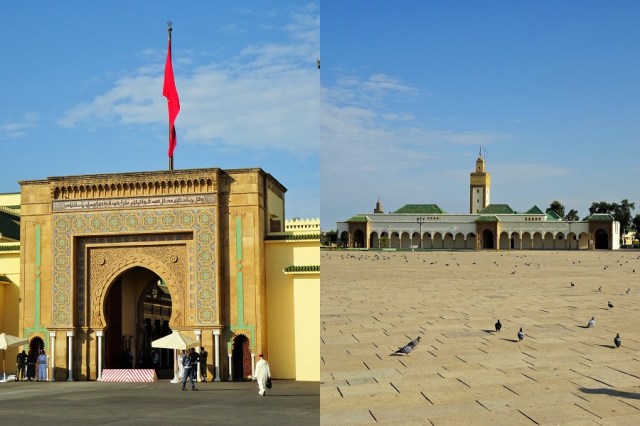 The royal palace... as close as we'd get (left) & Not surprisingly, there is also a mosque on the same grounds (right)