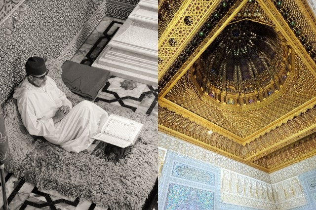 Sitting down on the job... (left) & More stunning Islamic decoration (right)