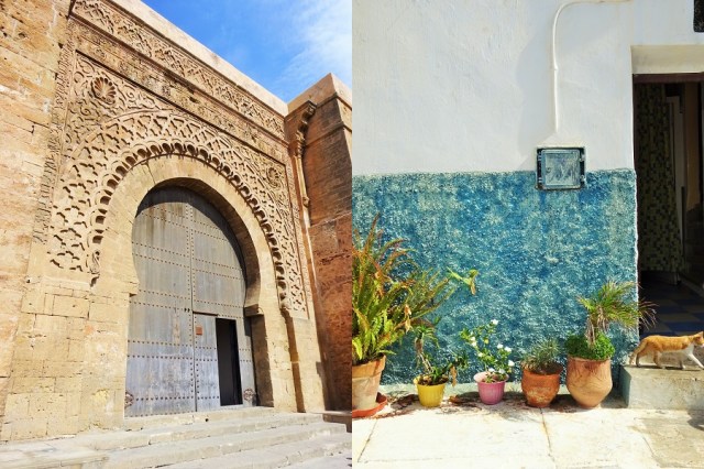 Behind these gates... (left) Rabat's answer to Chefchahoun (right)