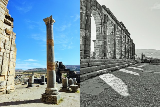 A rare column, free of Stork nest (left) & Stately arches... (right)