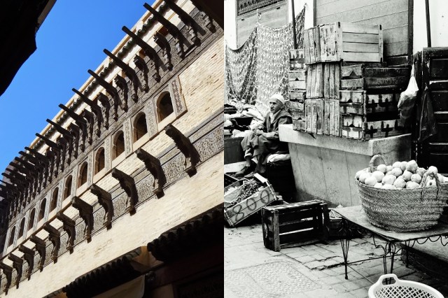 The ancient water clock attached to Dar al-Magana (left) & A hard days work... (right)