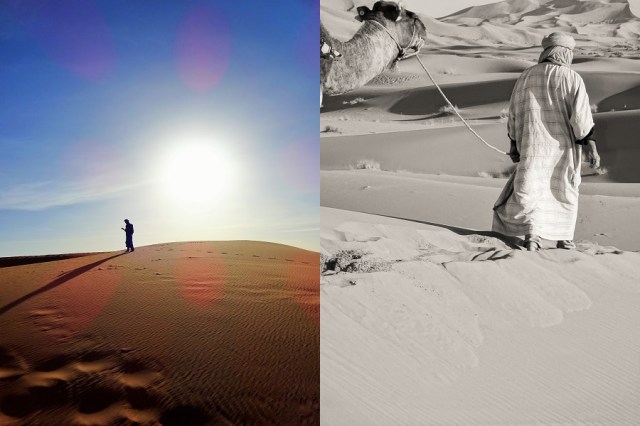 Younes of Arabia... (left) & The leader of the pack guides us through the desert (right)