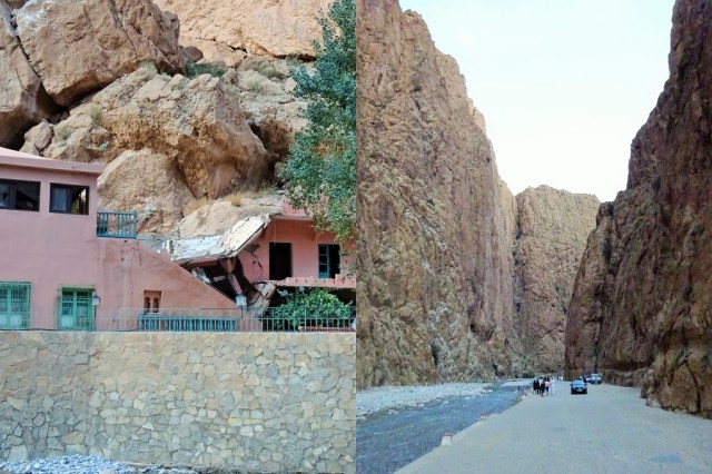 Rock fall! (left) & Our wander through the gorge (right)